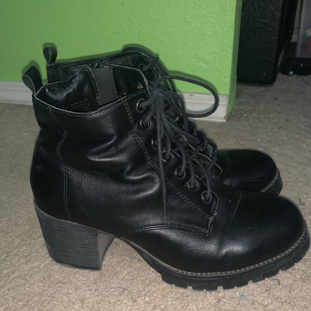 Soda Leather Lace-Up Ankle Boots